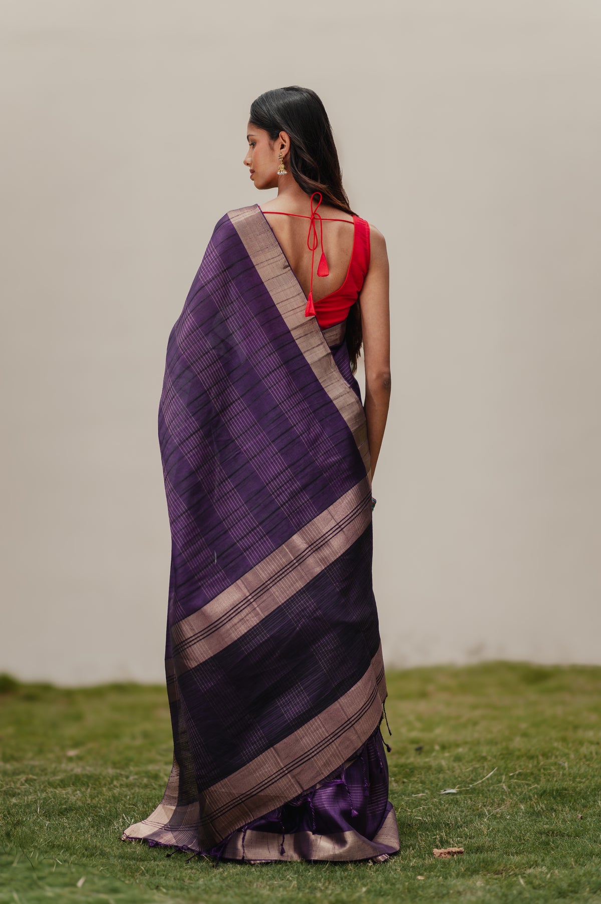 Kusum, wine semi tussar silk saree by Pink Trumpet, view 5