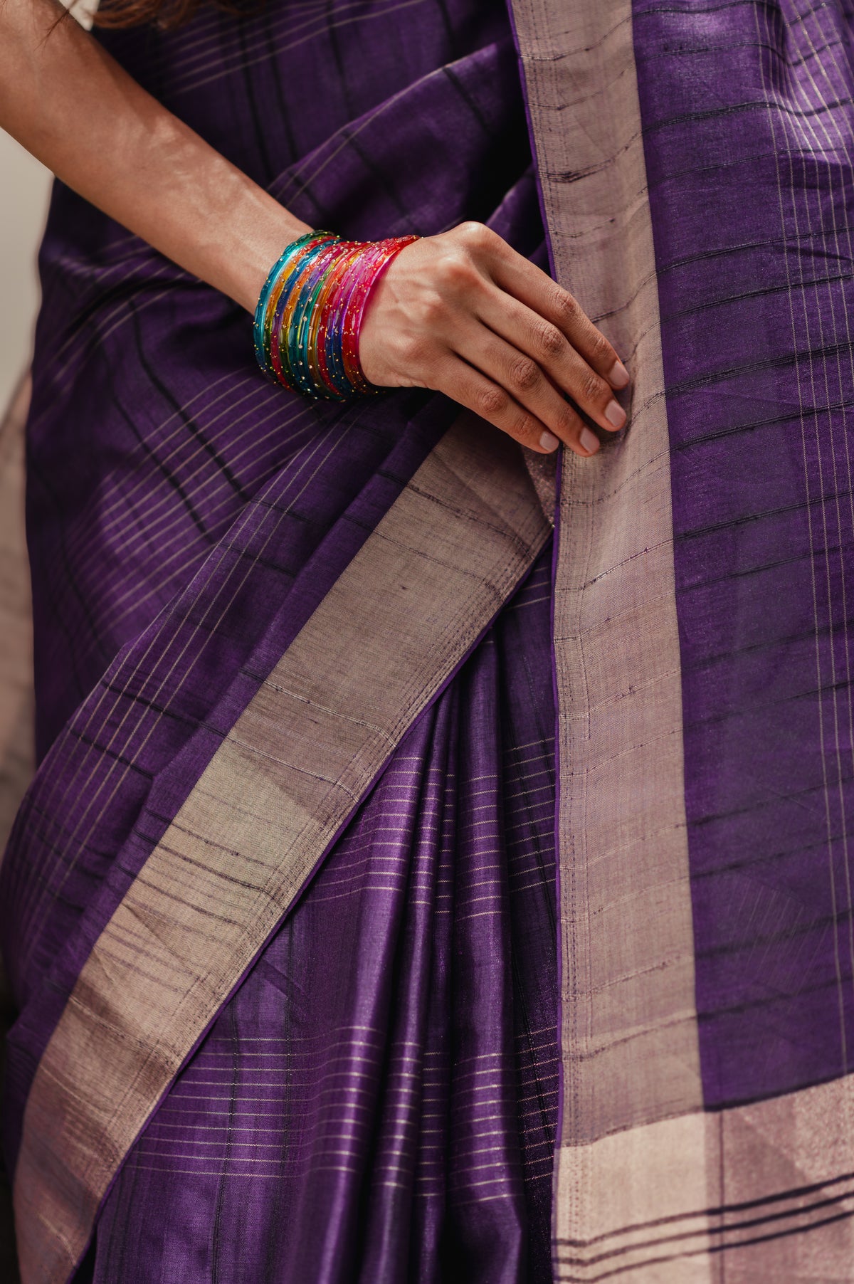 Kusum, wine semi tussar silk saree by Pink Trumpet, view 6