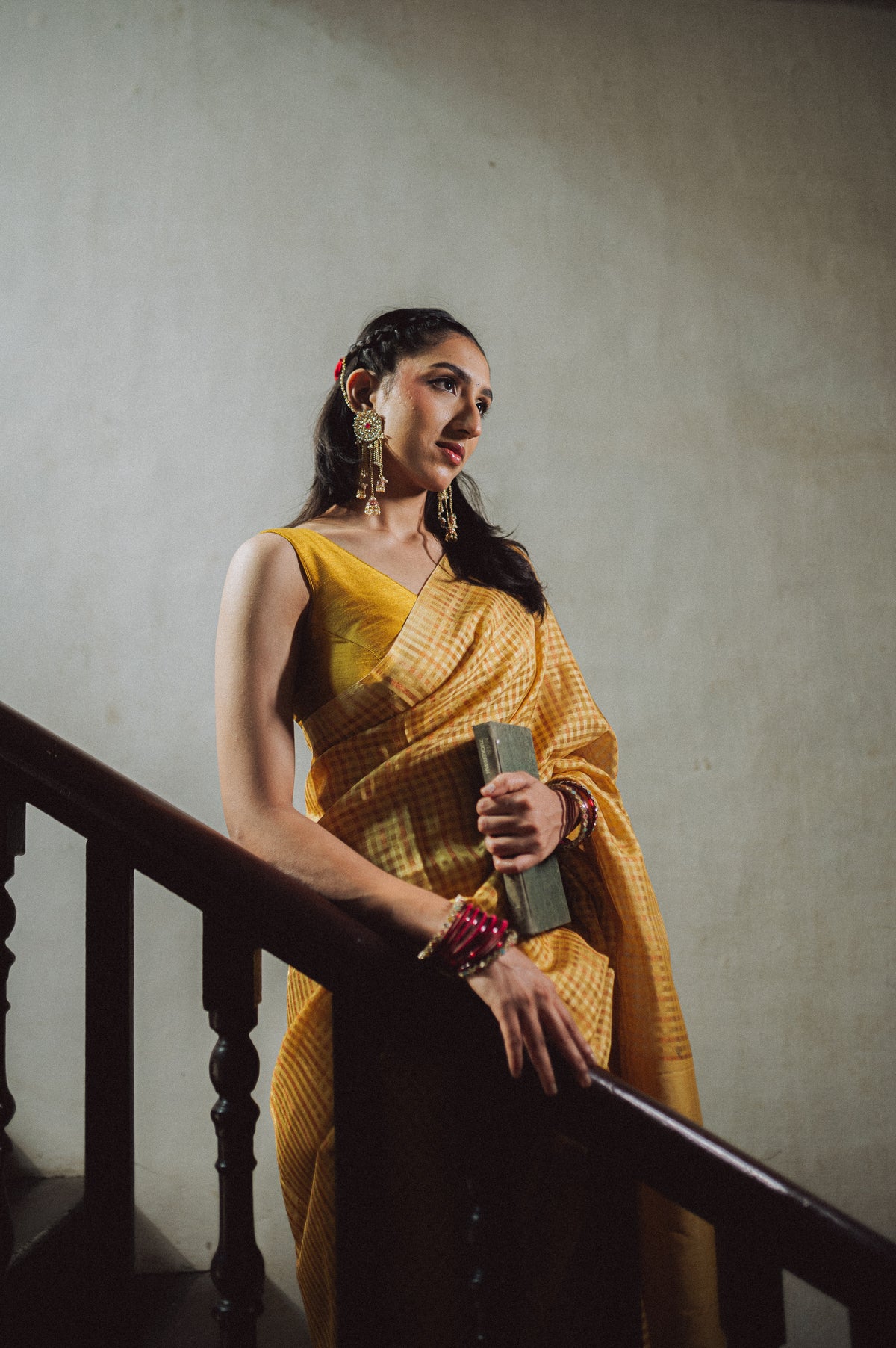 Arni, pastel zari check cotton saree by Pink Trumpet