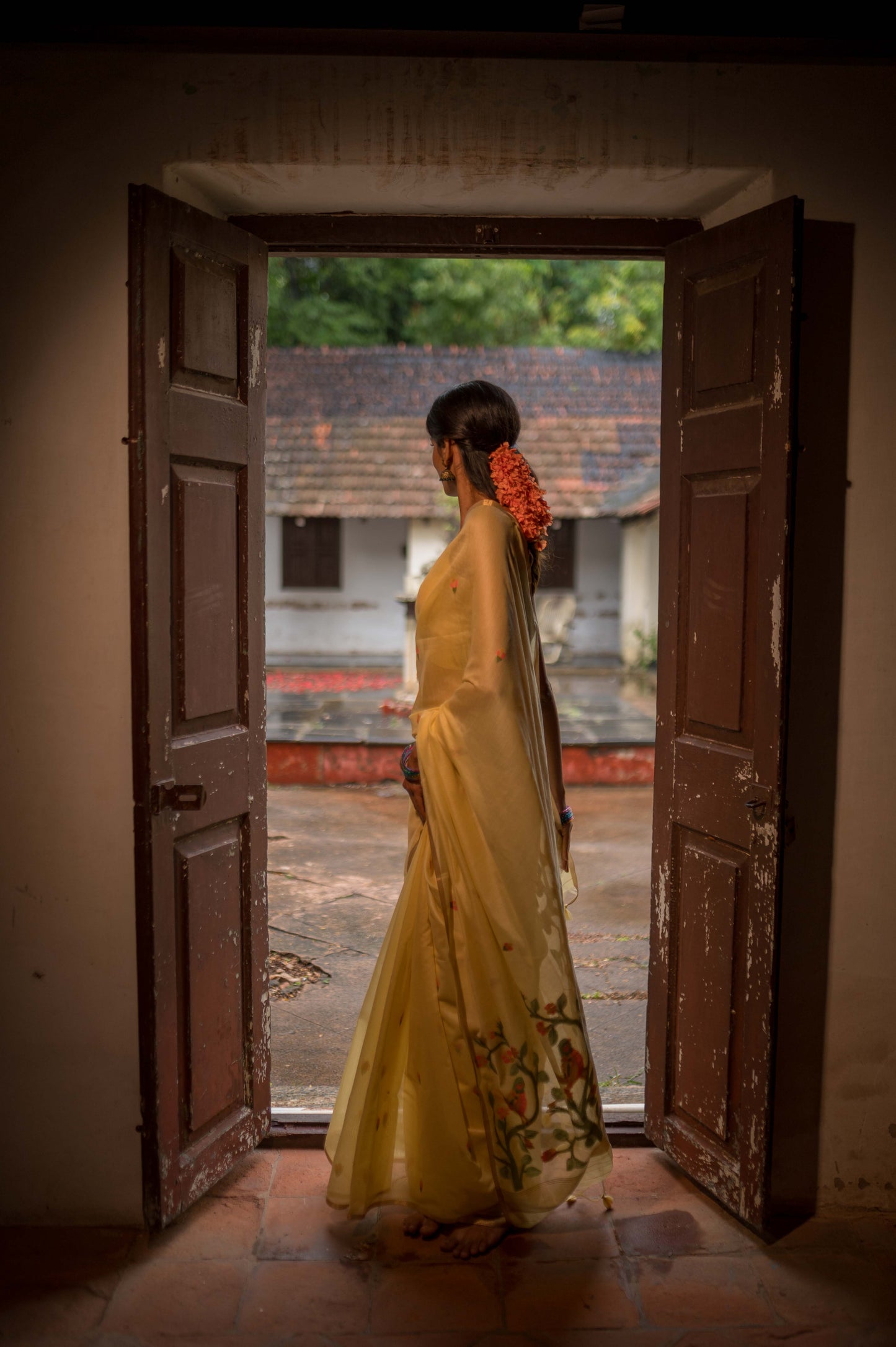 Soft Yellow Jamdhani Cotton Saree