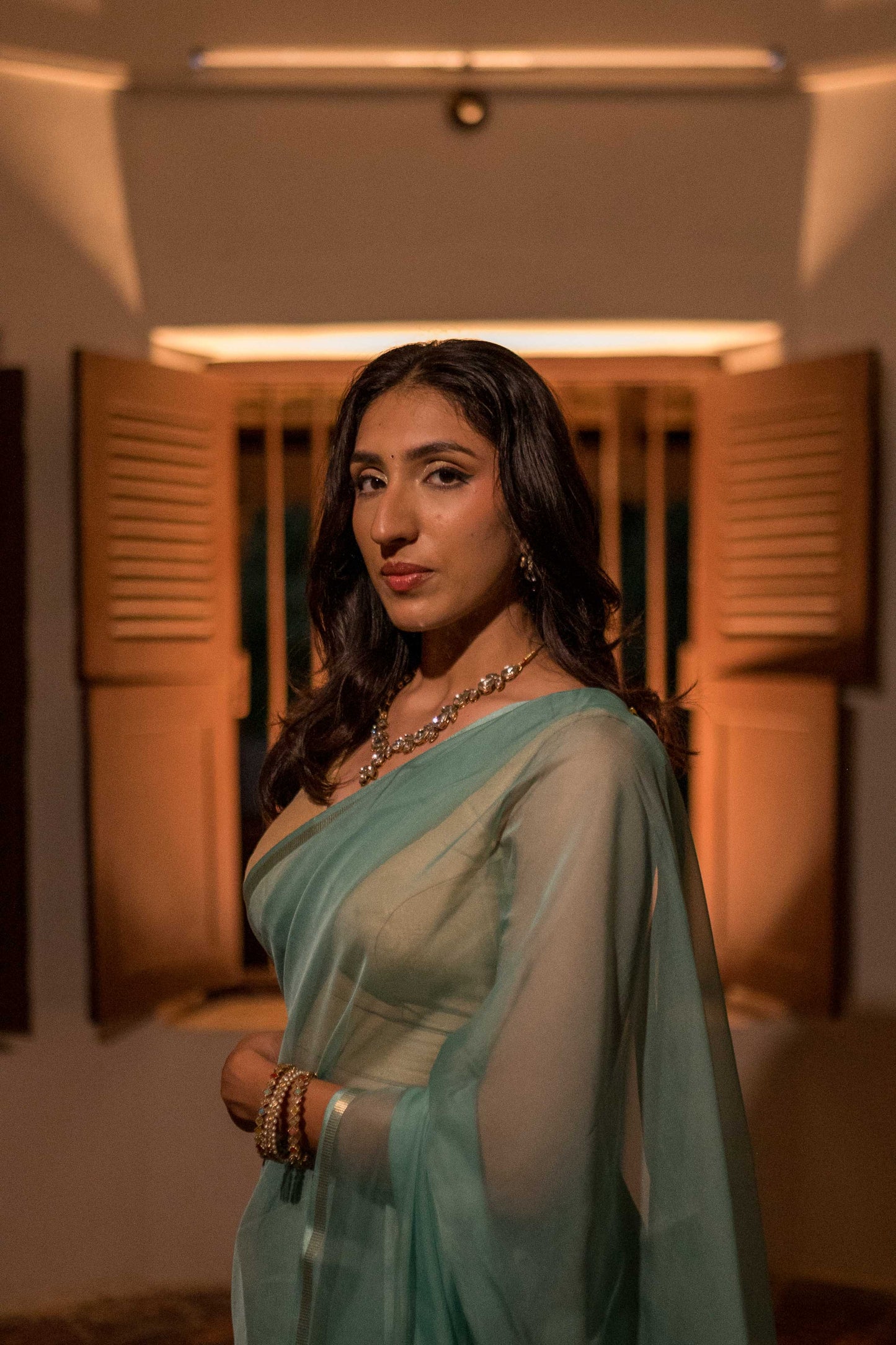 Sky Blue Tissue Cotton Saree